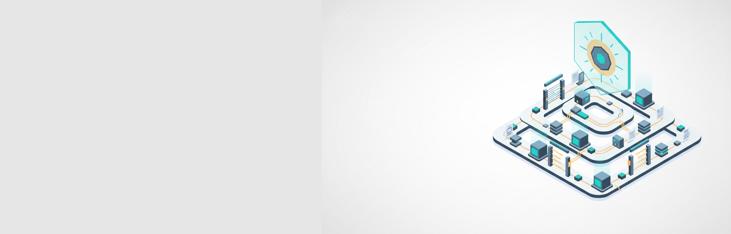 Isometrische Illustration einer regulierten Software-Supply-Chain mit SBOM-Generierung, Vulnerability-Scanning und Compliance-Reporting